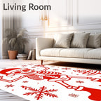 Jolly Red Skeleton Snowflakes Christmas Tree Rug