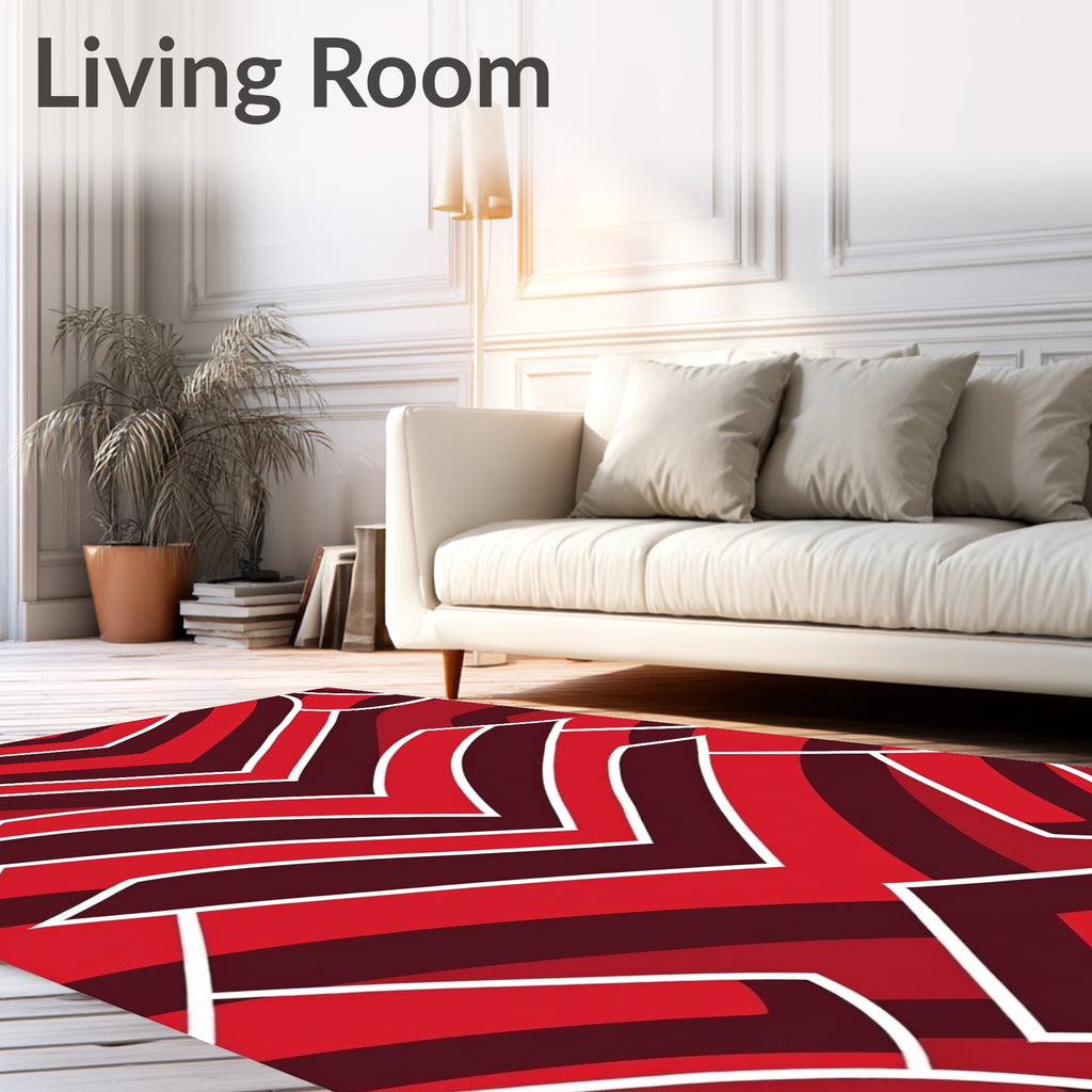 Bold Red Chevron Swirl Rug