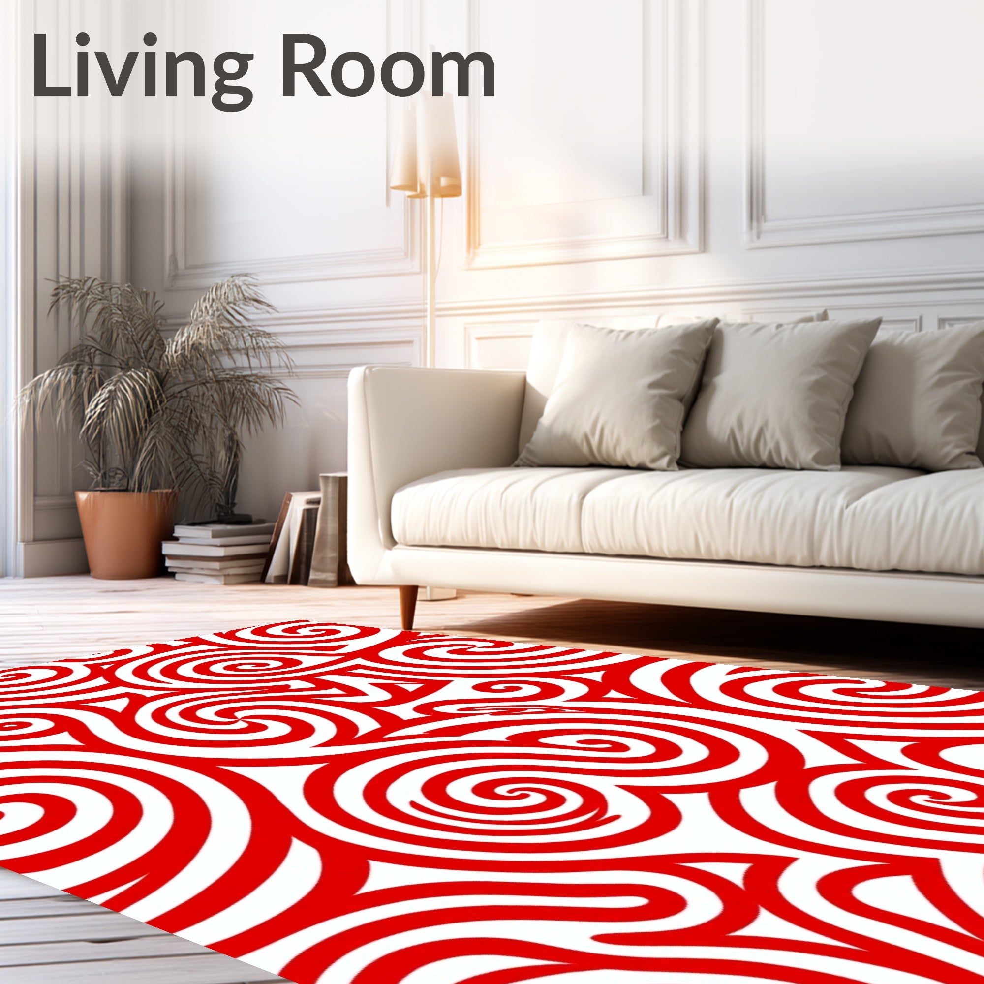 Red Swirls Abstract Dynamic Ribbon Rug