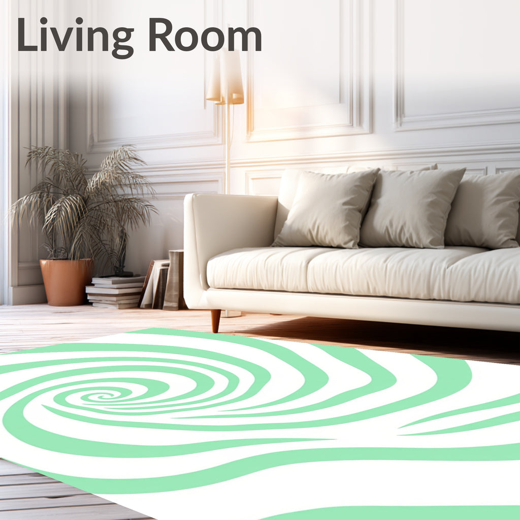 Mint Green Swirl Optical Illusion Rug