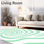 Mint Green Swirl Optical Illusion Rug