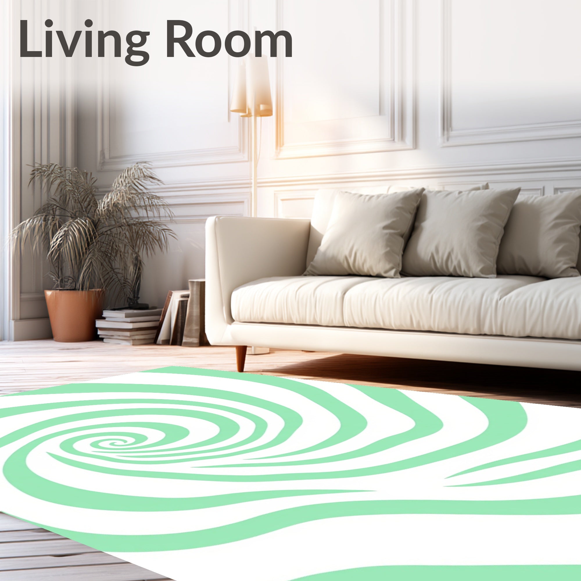 Mint Green Swirl Optical Illusion Rug