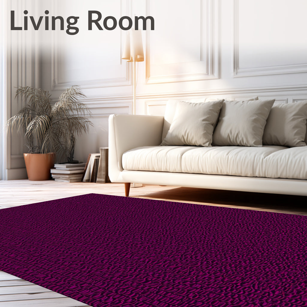 Deep Magenta Woven Stripe Texture Rug