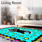 Whimsical Black Cat Starry Sky Rug