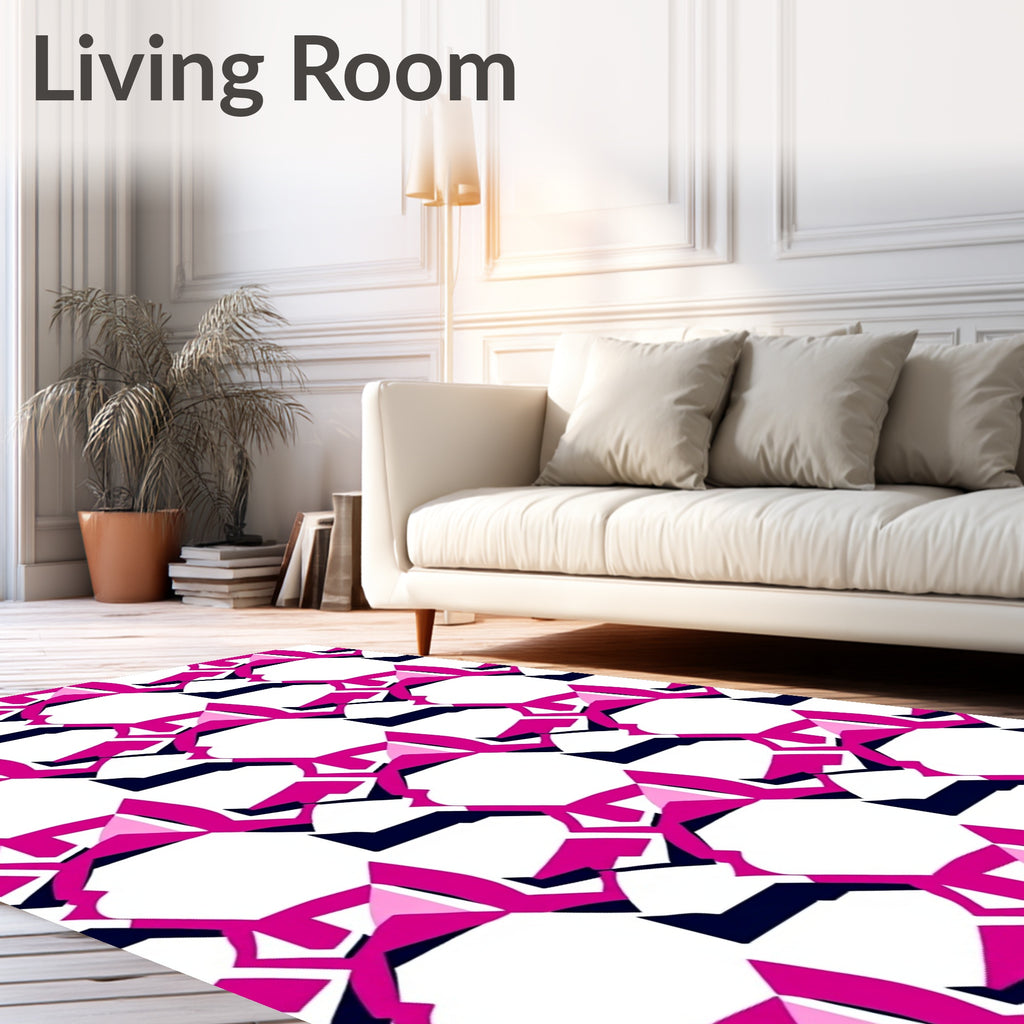 Hot Pink Geometric Interlocking Shapes Rug