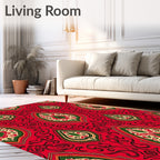 Crimson Emerald Arabesque Scroll Rug