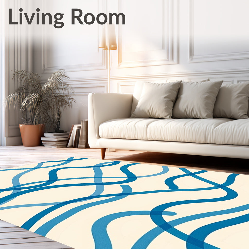 Ocean Blue Wavy Contour Rug