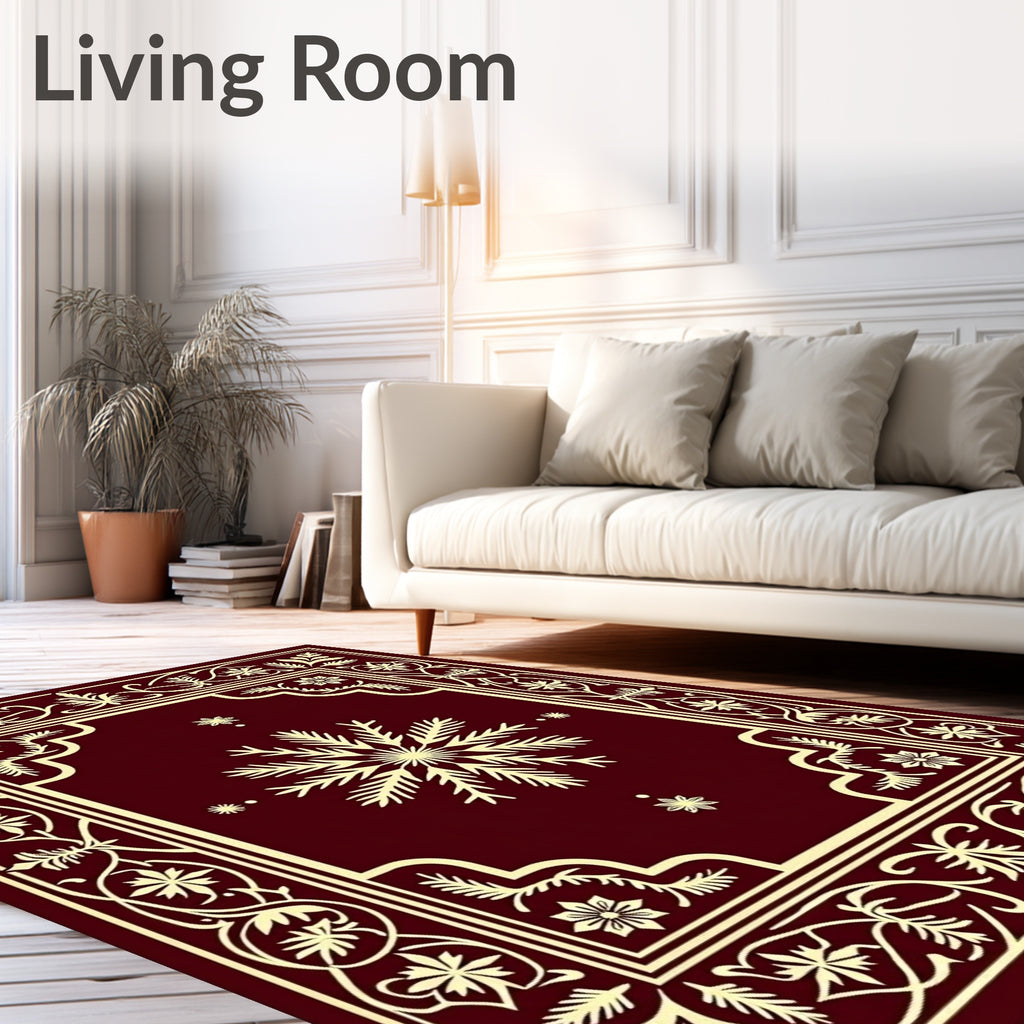 Crimson Floral Vine Medallion Rug