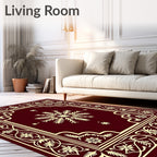 Crimson Floral Vine Medallion Rug