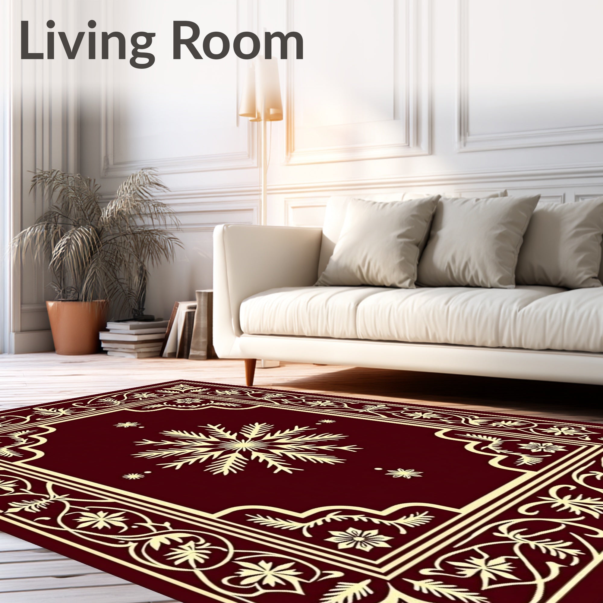 Crimson Floral Vine Medallion Rug