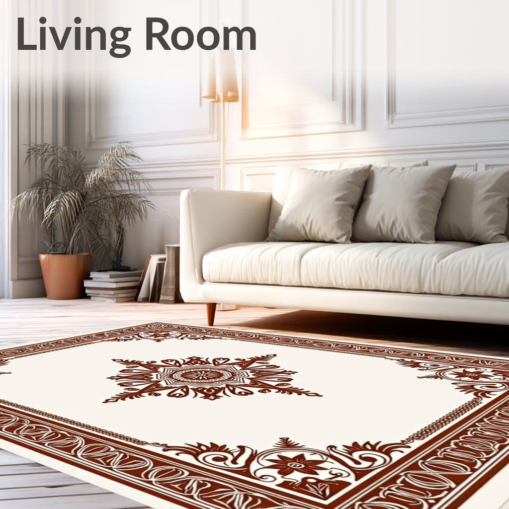 Rich Brown Central Medallion Floral Rug