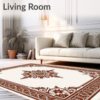 Rich Brown Central Medallion Floral Rug