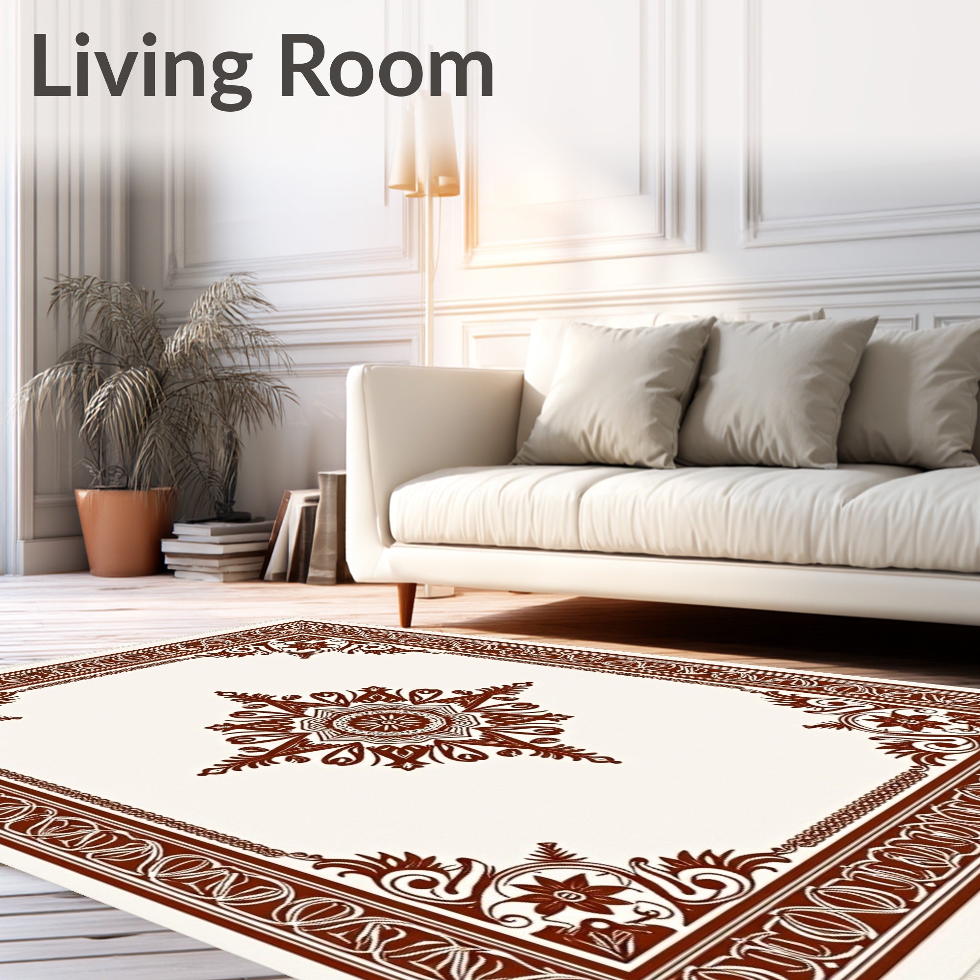 Rich Brown Central Medallion Floral Rug