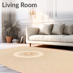 Ochre Sunburst Radial Lines Rug