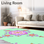 Pastel Mandala Medallion Floral Layout Rug