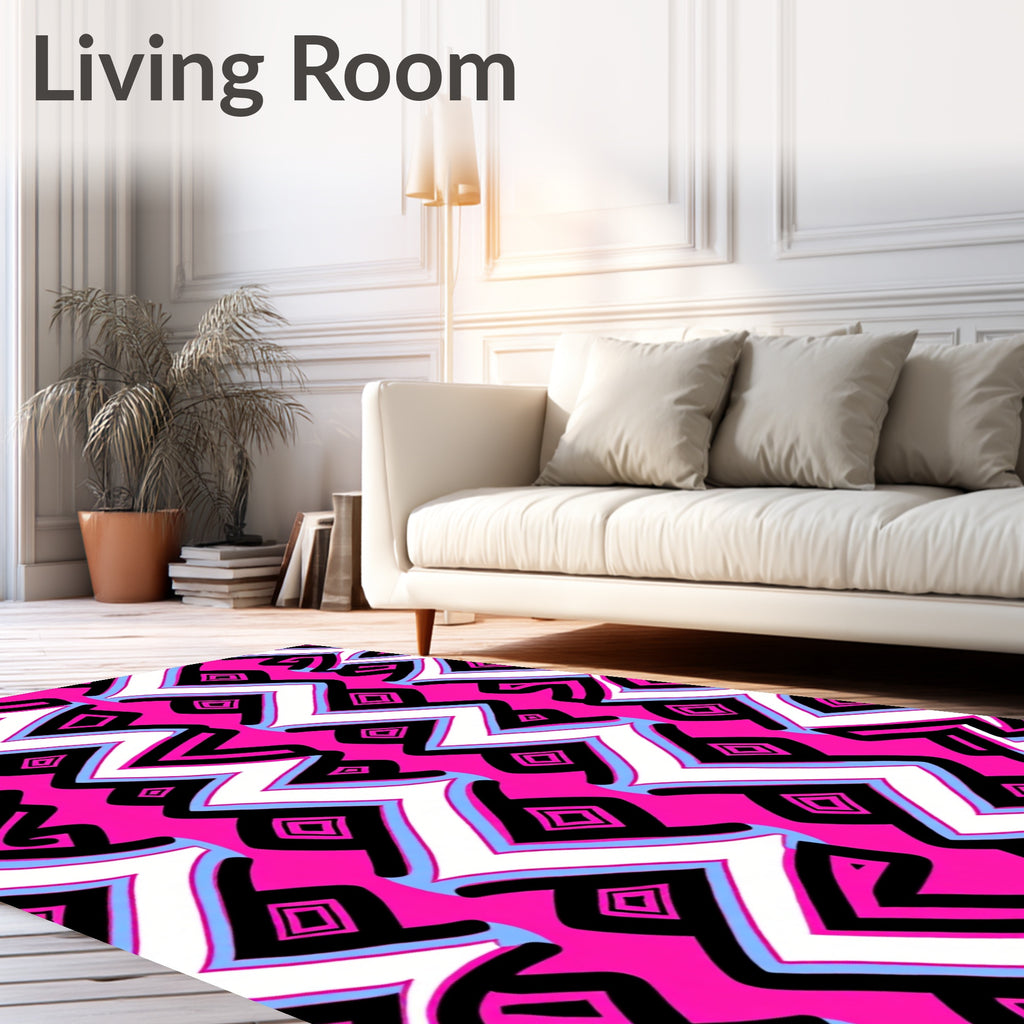 Vibrant Pink Zigzag Diamond Stripe Rug