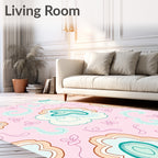 Pink Teal Floral Swirl Scatter Rug