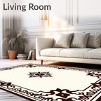 Brown Floral Scrollwork with Central Sunburst Rug