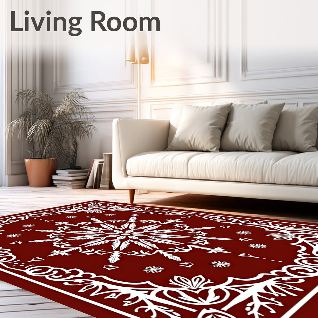 Crimson Bloom Radial Border Rug