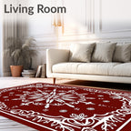 Crimson Bloom Radial Border Rug