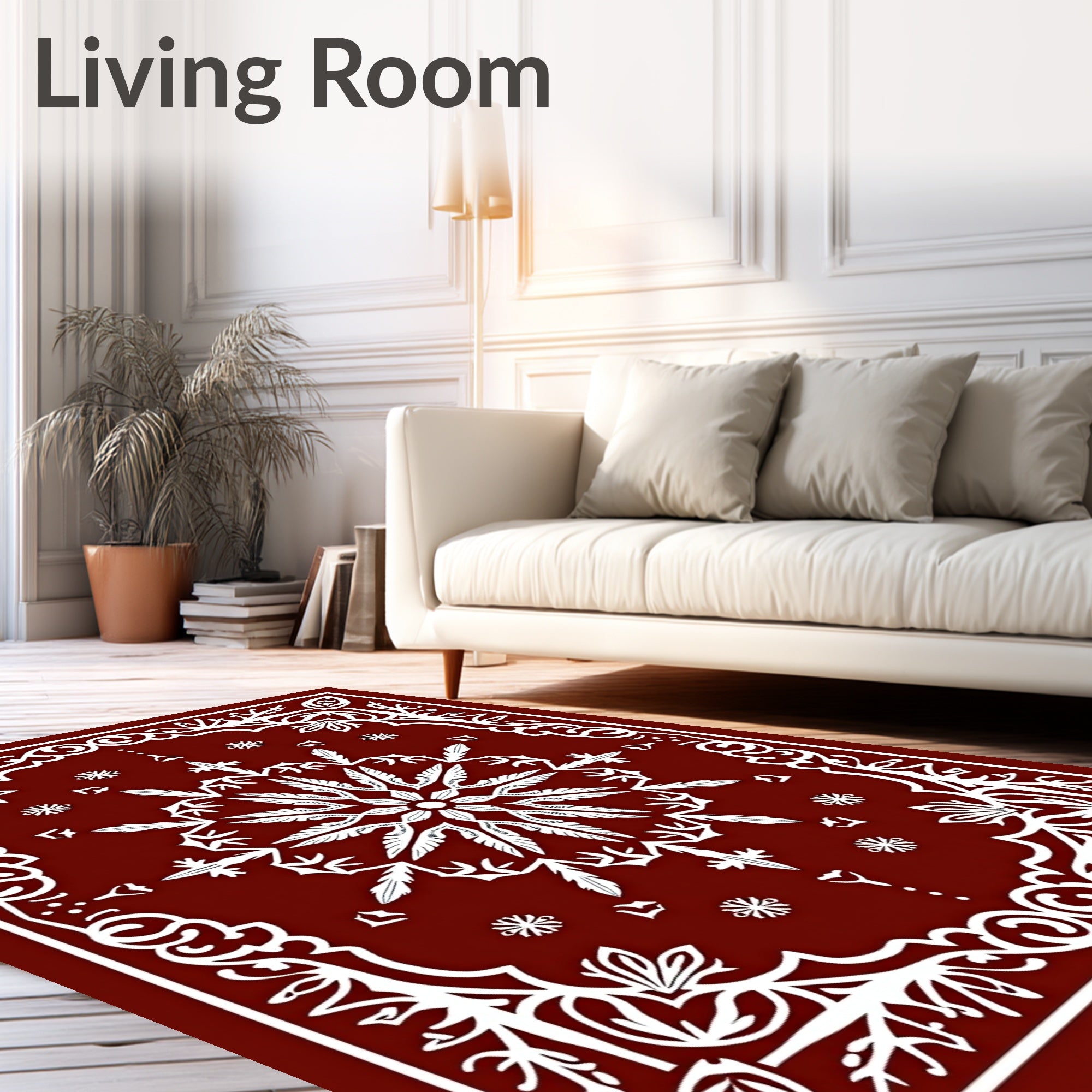 Crimson Bloom Radial Border Rug