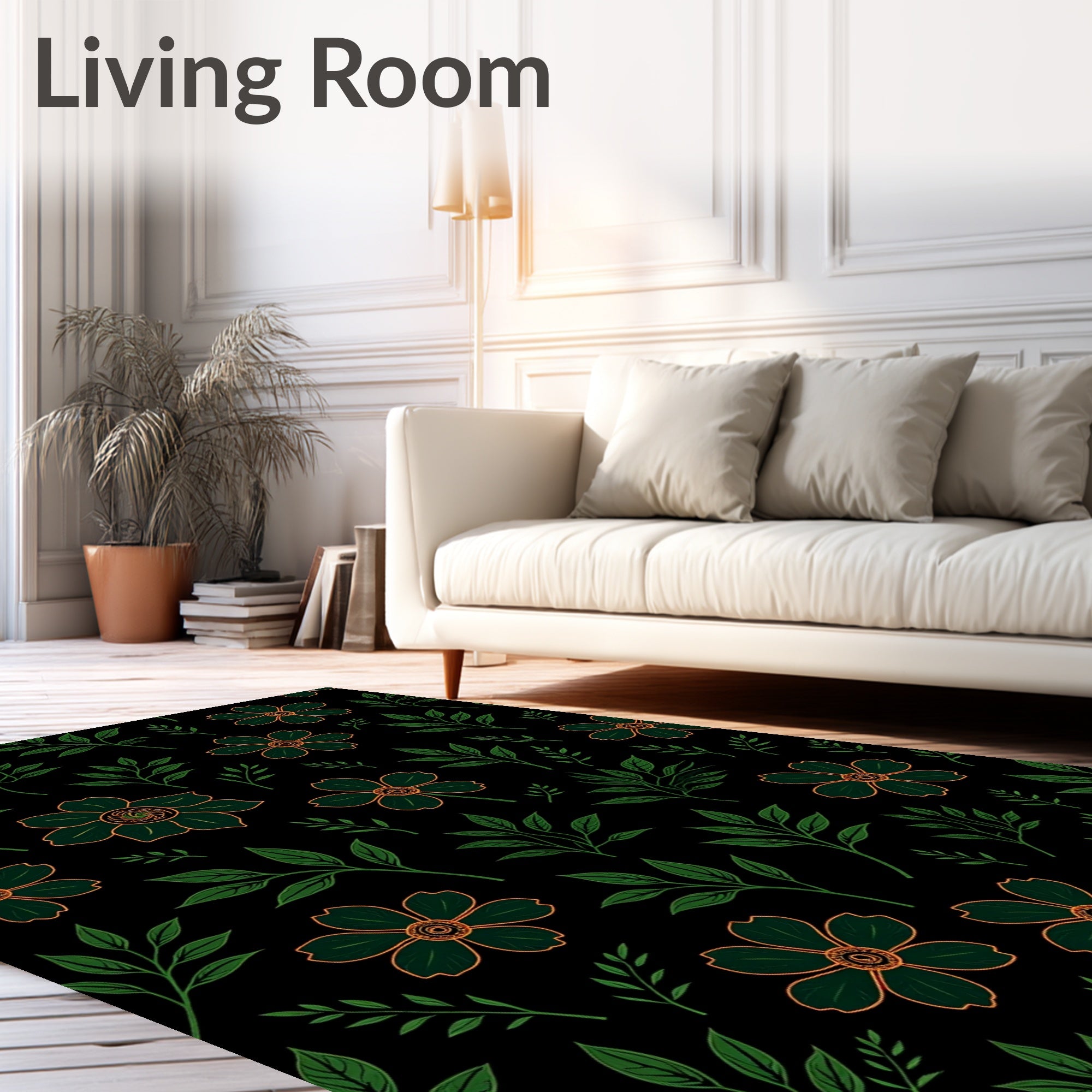 Dark Floral Garden Bloom Rug
