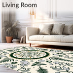 Dark Green Emerald Sunburst Garden Rug