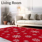 Crimson White Snowflake Scatter Rug