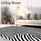 Bold Black White Animal Stripes Rug