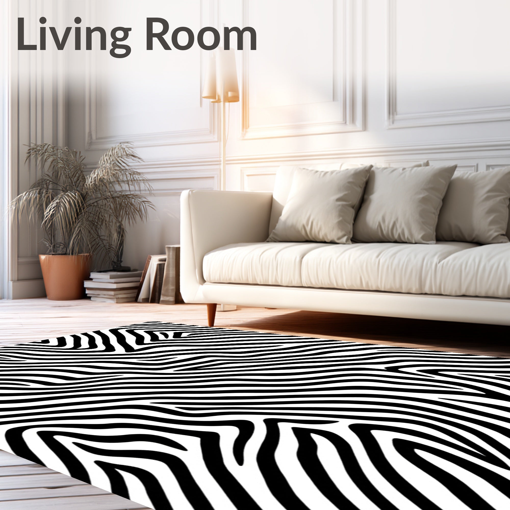 Bold Black White Animal Stripes Rug