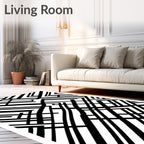 Modern Black White Geometric Maze Rug