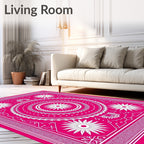 Vibrant Pink Starburst Mandala Rug