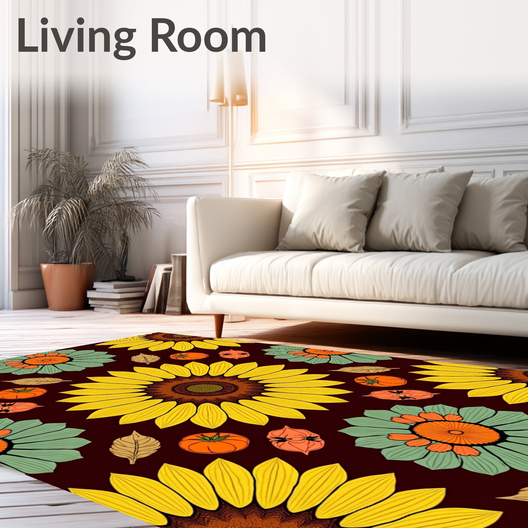 Sunflower Autumn Floral Medallion Rug