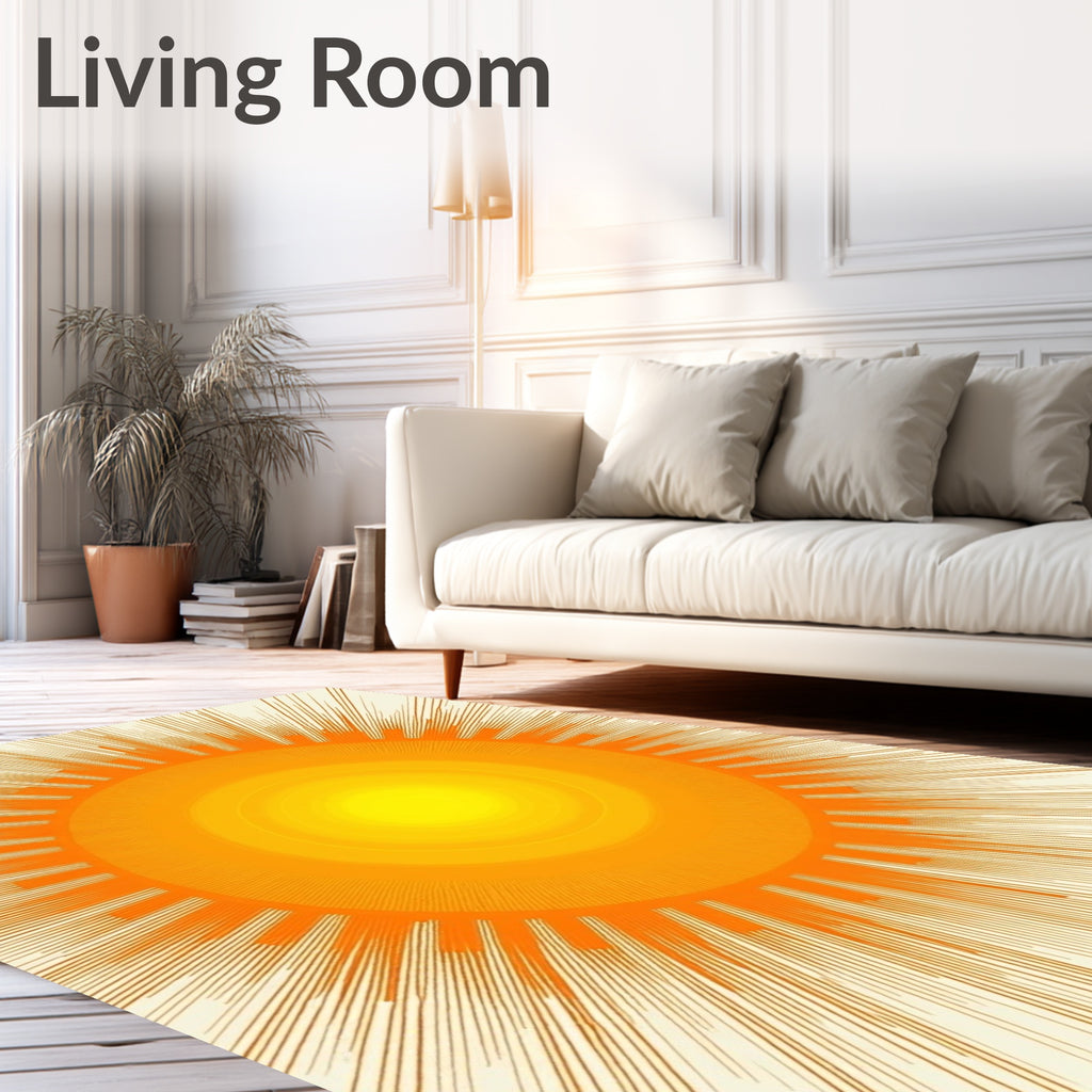 Radiant Yellow Sunburst Rays Rug