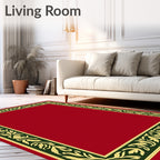 Classic Red Gold Leaf Border Rug