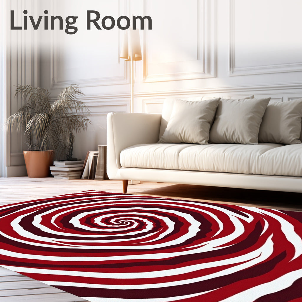Crimson White Swirling Vortex Rug
