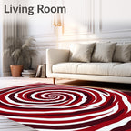 Crimson White Swirling Vortex Rug