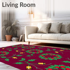 Crimson Holly Berry Bell Wreath Rug