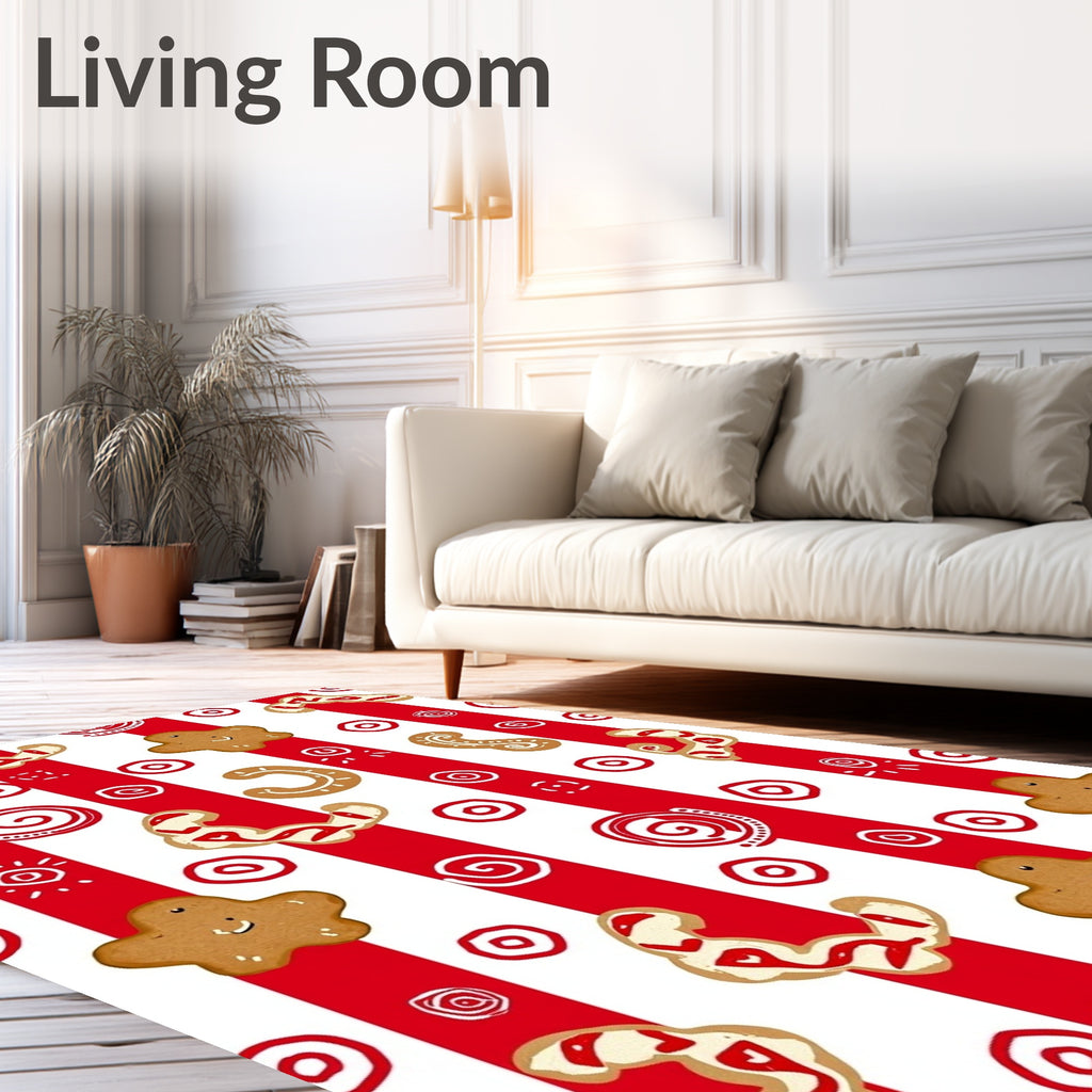 Sweet Gingerbread Christmas Stripes Rug