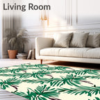 Green Toucan Feather Botanical Arrangement Rug