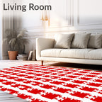 Bold Red Houndstooth Rows Rug
