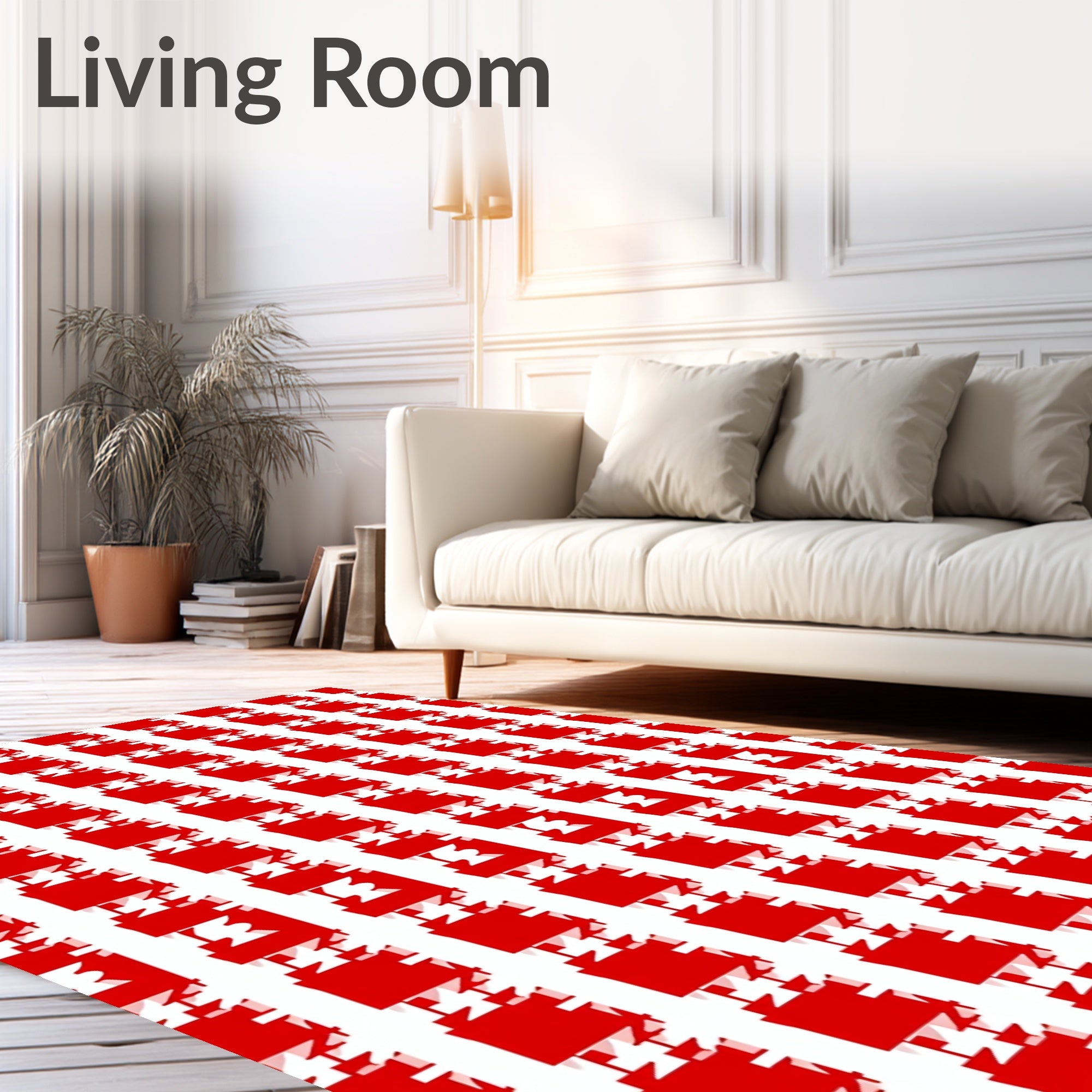 Bold Red Houndstooth Rows Rug