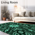 Mint Green Floral Mandala Botanical Rug