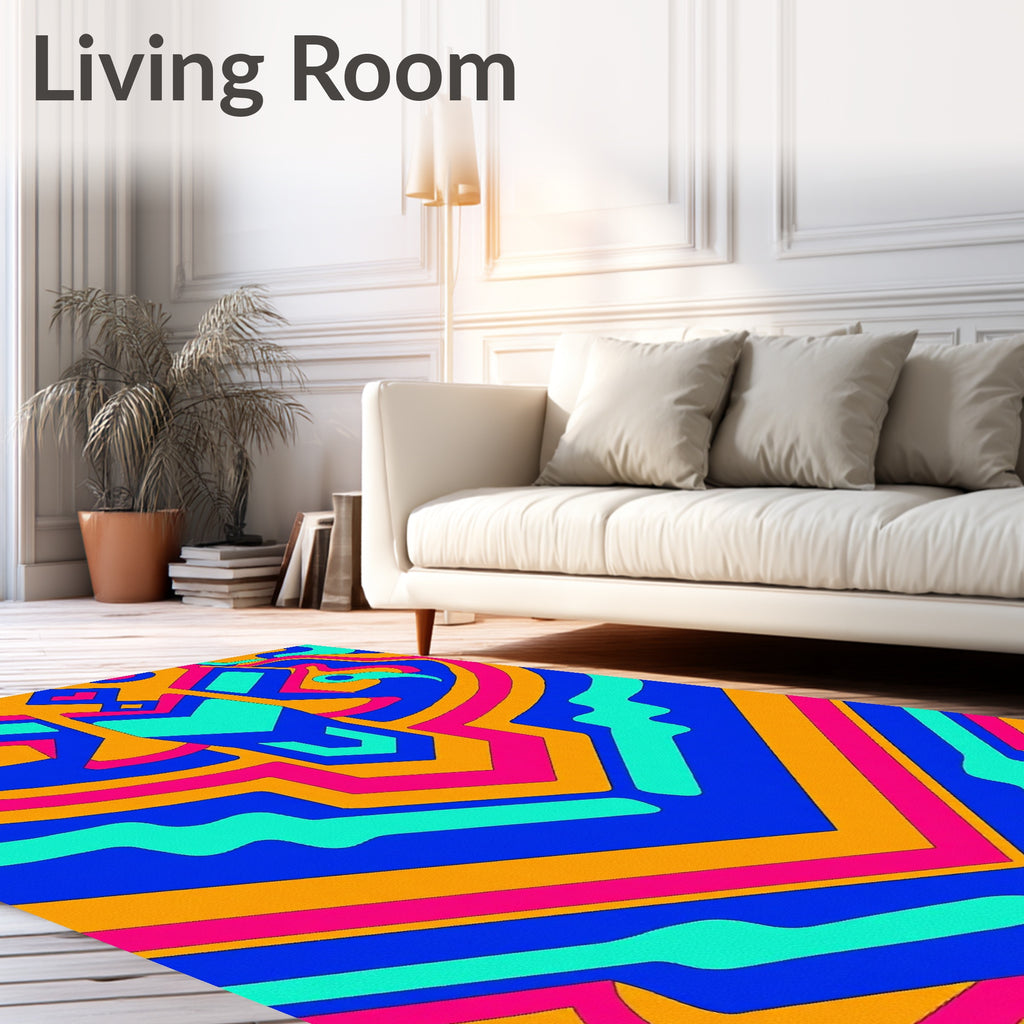 Vibrant Retro Geometric Stripes Rug