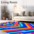 Vibrant Retro Geometric Stripes Rug