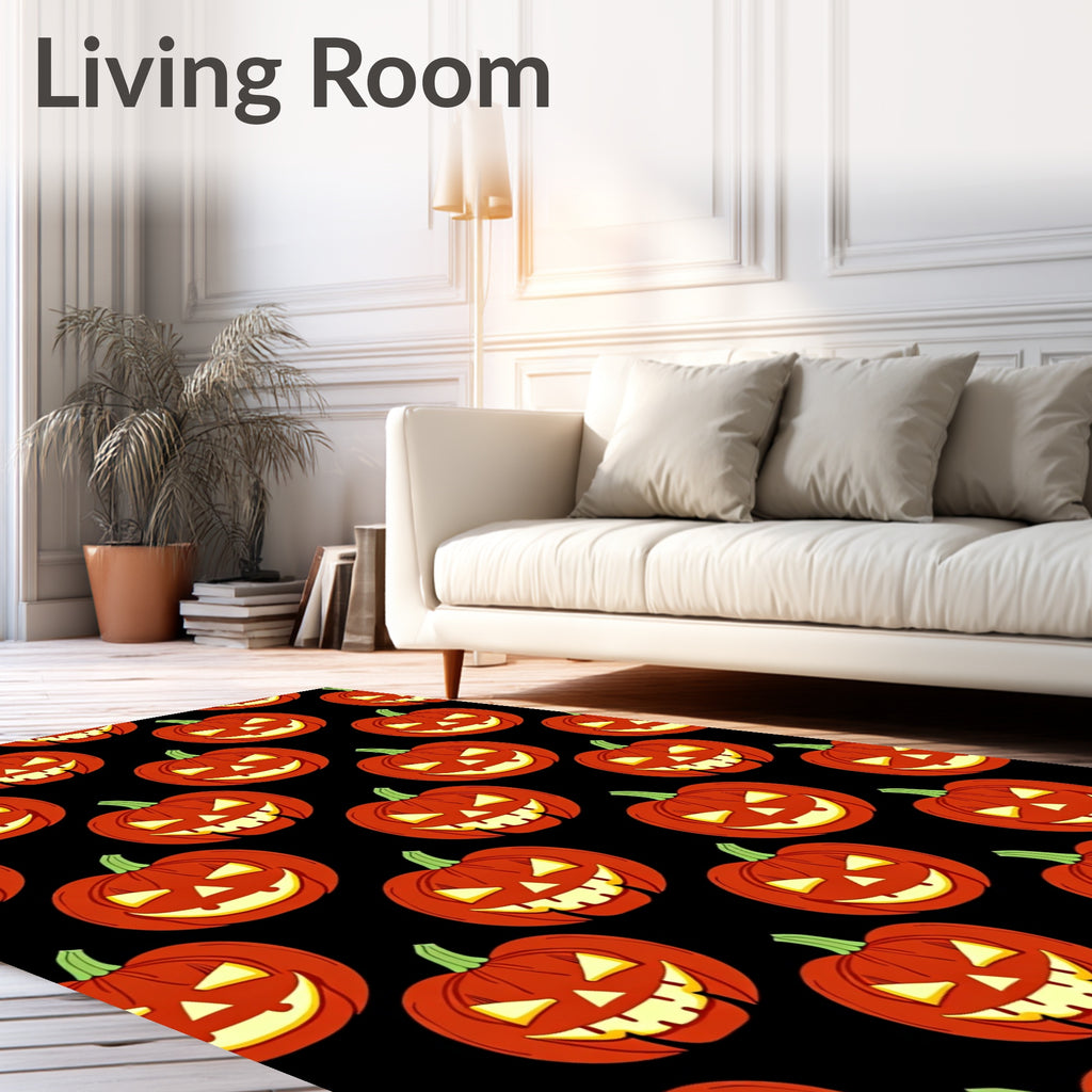 Spooky Orange Jack O Lantern Repeat Rug