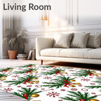 Festive Green Fir Bells Gold Orbs Rug