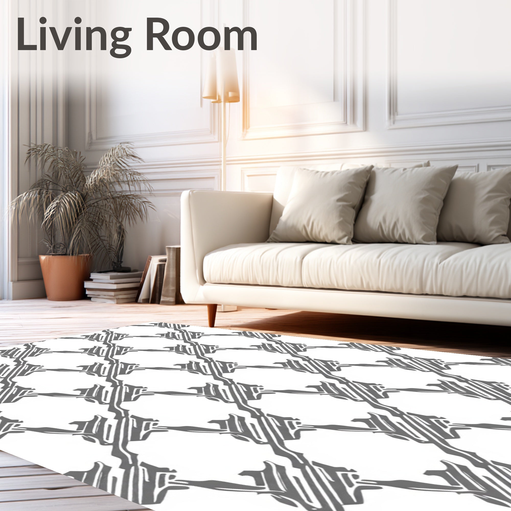 Gray Houndstooth Interlocking Links Rug