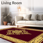 Gold Crimson Ornate Floral Medallion Rug