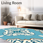 Classic Teal and Cream Medallion Rug